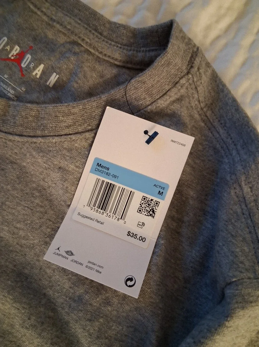Jordan Men's Heather Gray Center Logo Short-Sleeve Tee